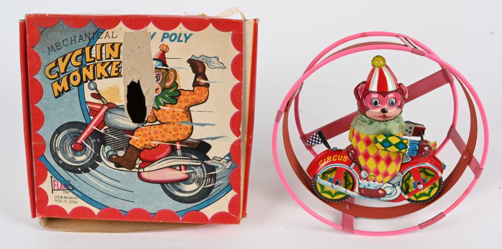 JAPAN TIN WINDUP MONKEY MOTORCYCLE w/ BOX (1 of 7)