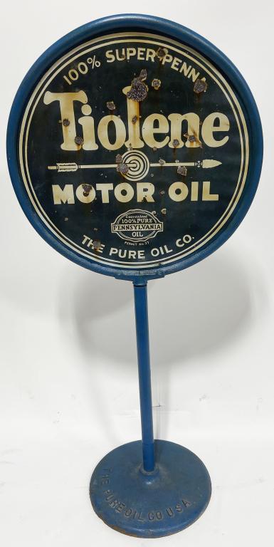 Tiolene OIl w/Arrow Pure OIl Porcelain Curb SIgn (1 of 5)
