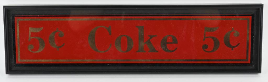 5c COKE GLASS SIGN (1 of 1)