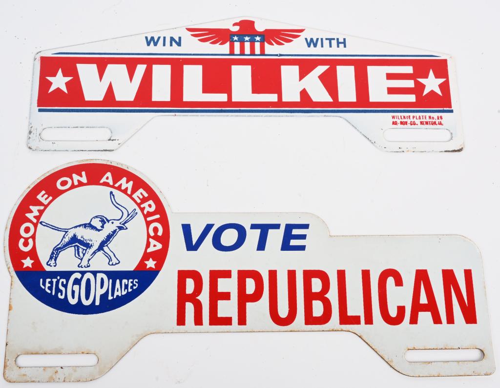 Willkie & Republican License Plate Attachments (1 of 2)