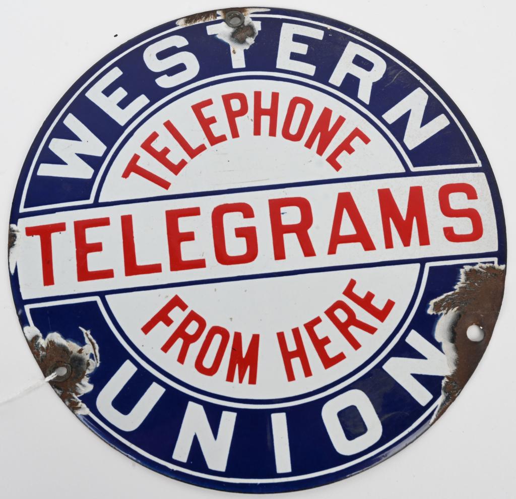 Western Union Telegrams Telephone Sign (1 of 3)