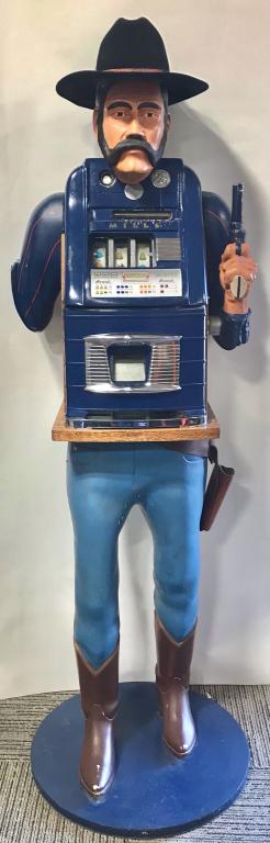 POLK 25¢ MILLS SLOT MACHINE IN CARVED COWBOY (1 of 6)