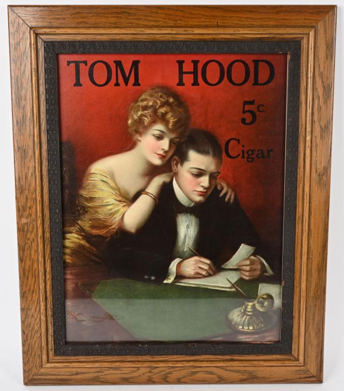 TOM HOOD 5c CIGAR ADVERTISING LITHO (1 of 3)
