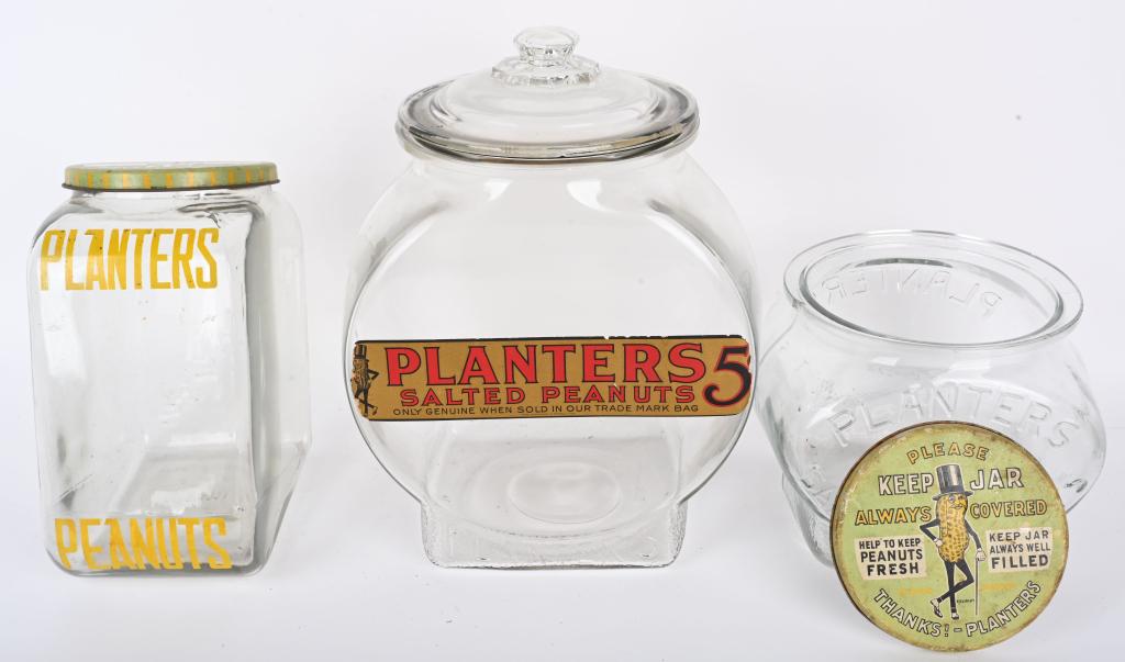 3-Different Planter Peanuts Glass Jars (1 of 5)
