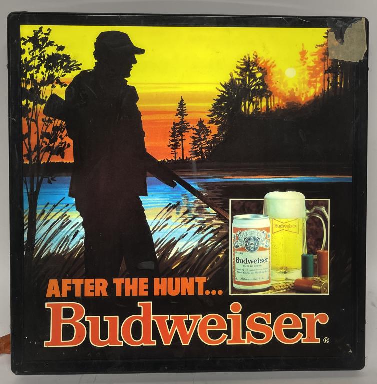 Budweiser "After the Hunt" Plastic Lighted Sign (1 of 2)