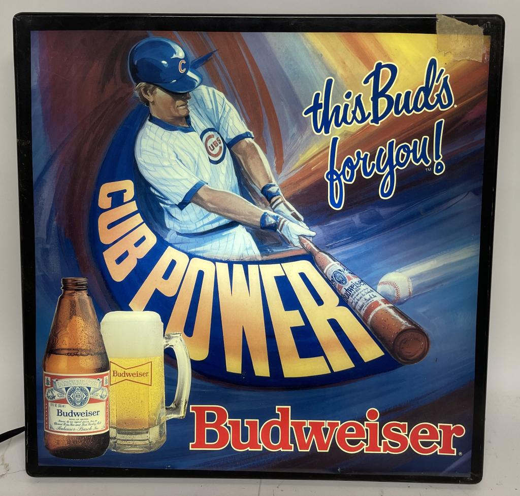 Budweiser "Cub Power" Plastic Lighted Sign (1 of 2)