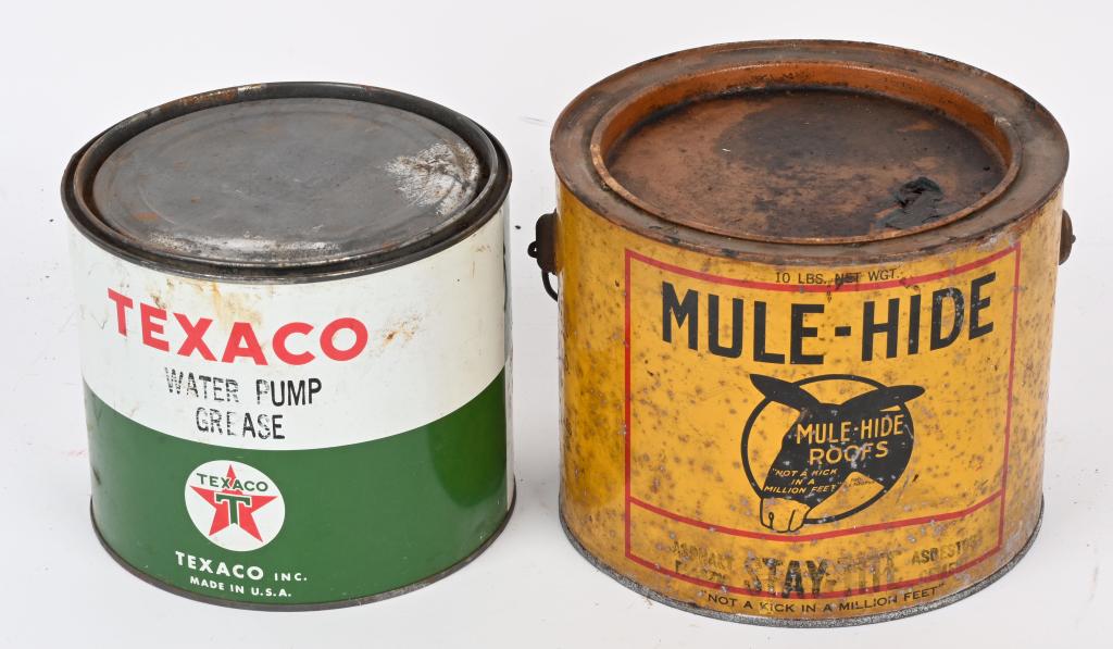 Texaco Grease & Mule Hide Metal Cans (1 of 2)