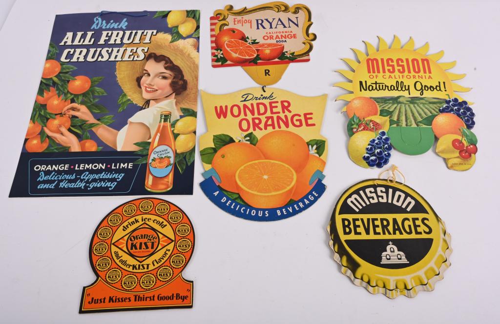 6- ORANGE SODA POP ADVERTISING ITEMS (1 of 2)