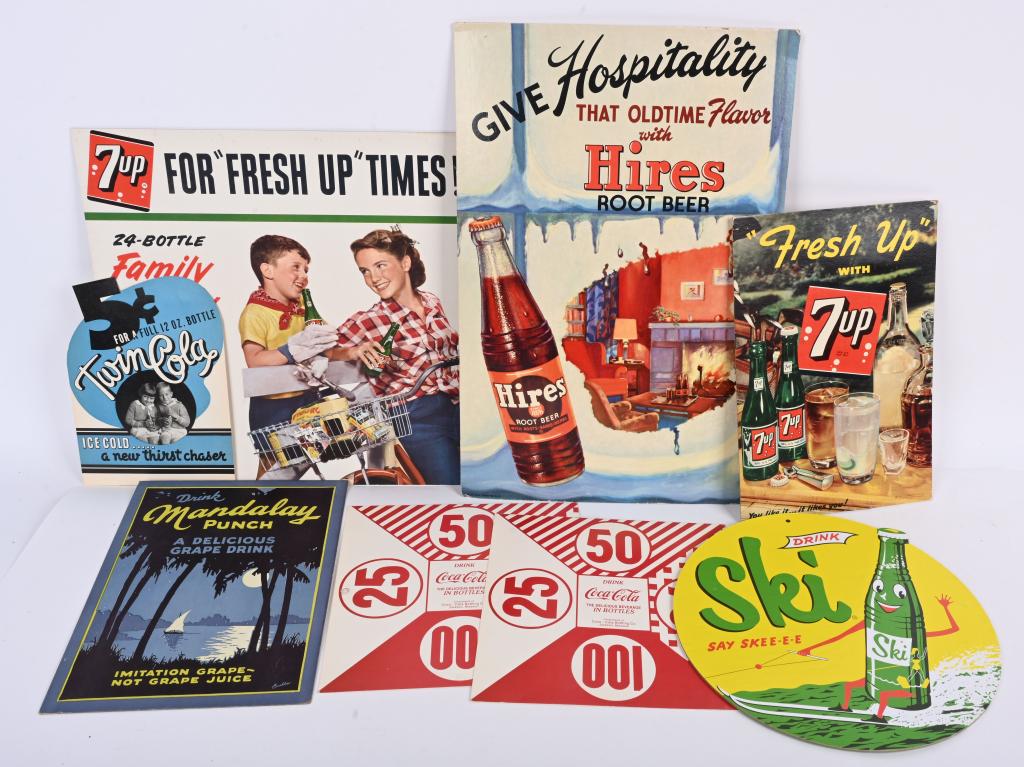 8- SODA POP CARDBOARD ADVERTISING SIGNS (1 of 5)
