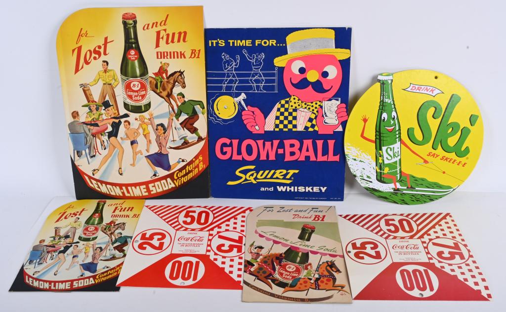 7- SODA POP CARDBOARD ADVERTISING SIGNS (1 of 6)