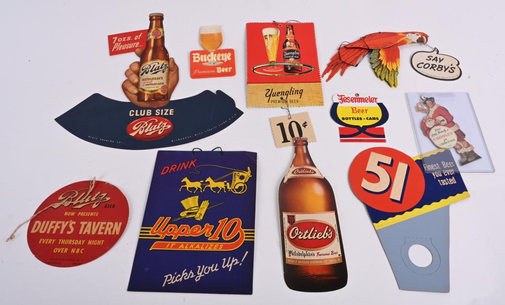 9- CARDBOARD BEER & WHISKEY ADVERTISING ITEMS (1 of 5)