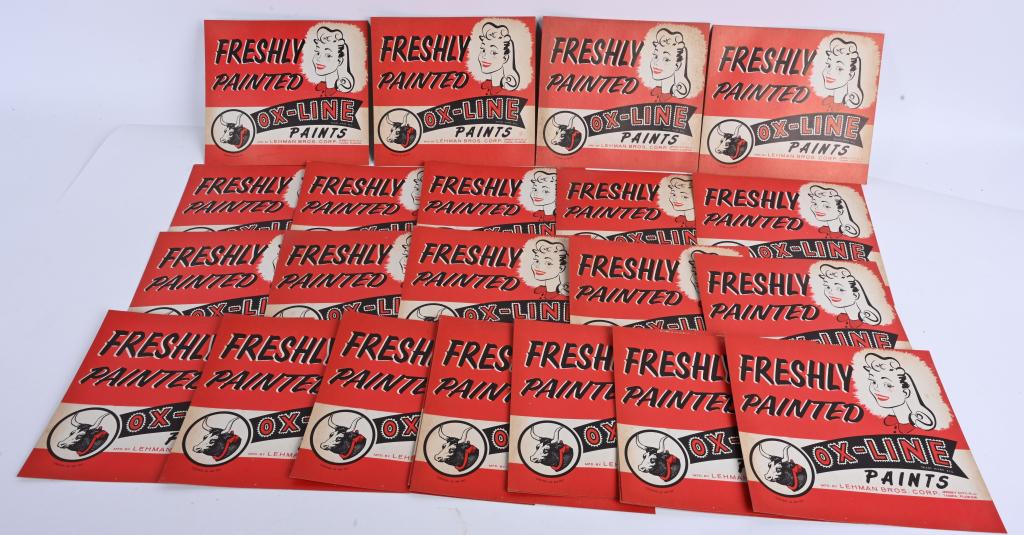 23- OX-LINE PAINTS CARDBOARD ADVERTISING SIGNS (1 of 3)