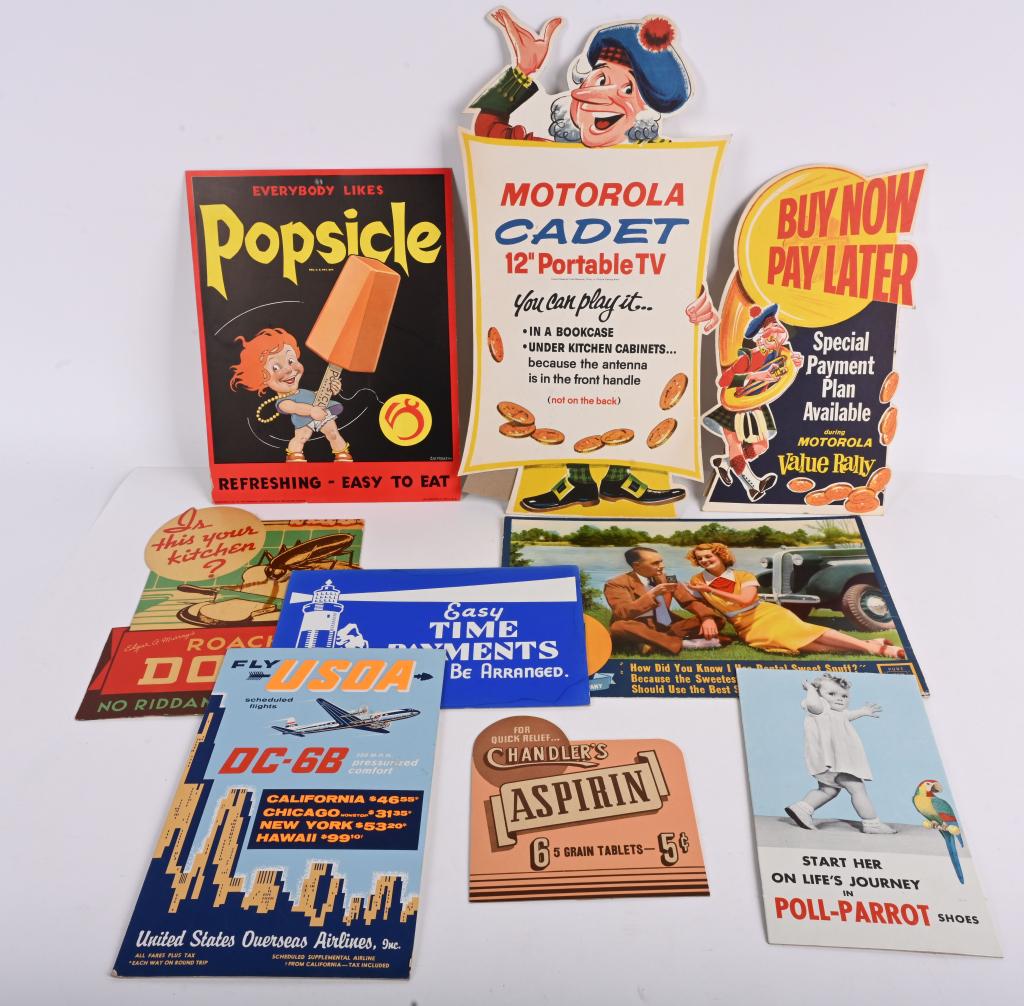 10- CARDBOARD ADVERTISING SIGNS (1 of 5)