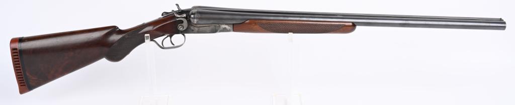 NEW ITHACA 12 GA HAMMER DOUBLE GUN: SERIAL NUMBER 106545 BARREL 26" CHOKED FULL / MOD CALIBER 12 GA, 2-3/4" MANUFACTURED CIRCA 1920. Produced by Ithaca with exposed hammers and now sports a newer highly figured checkered pistol grip wal