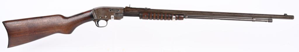 PREMIER (MOSSBERG) SLIDE ACTION .22 REPEATER: SERIAL 34827. BARREL 24". CALIBER 22 RIMFIRE. The Premier marked rifles were made by Mossberg using patents from Arthur Savage's sons. The Trade Name of Premier was used by a number of different hardw