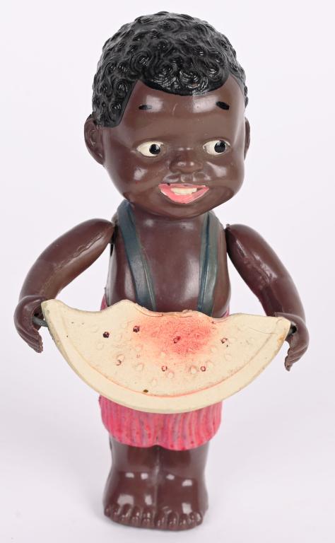 JAPAN CELLULOID WINDUP BLACK BOY w/ WATERMELON (1 of 4)