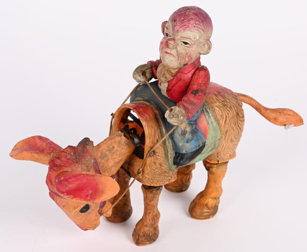 JAPAN CELLULOID WINDUP CLOWN ON DONKEY (1 of 4)