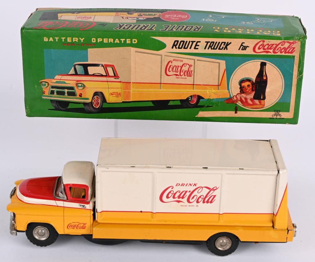 JAPAN BATTERY OP COCA COLA ROUTE TRUCK w/ BOX (1 of 10)