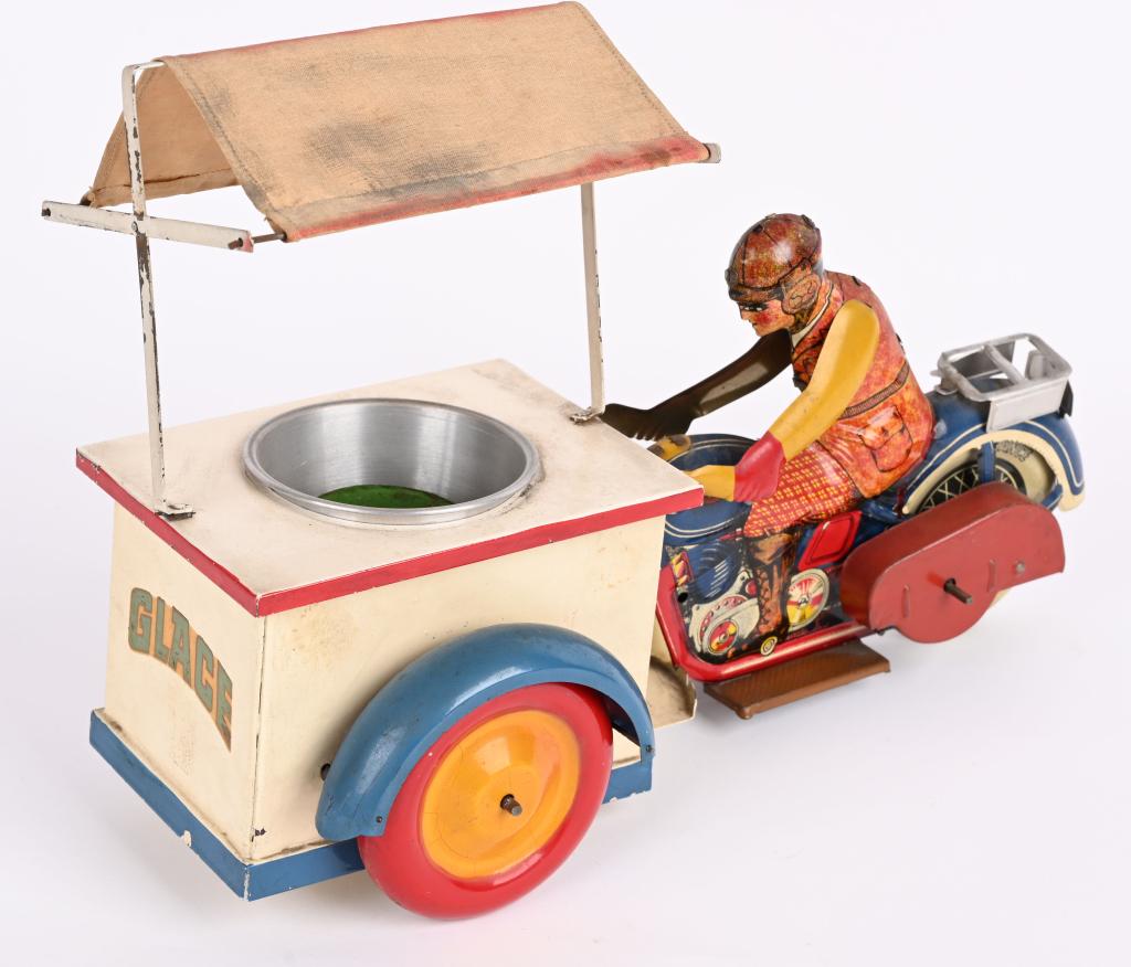 FRENCH TIN WINDUP JML GLACE ICE CREAM MOTORCYCLE (1 of 7)