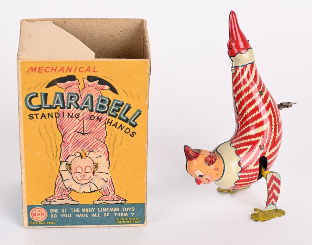 LINEMAR TIN WINDUP CLARABELL CLOWN w/ BOX (1 of 7)