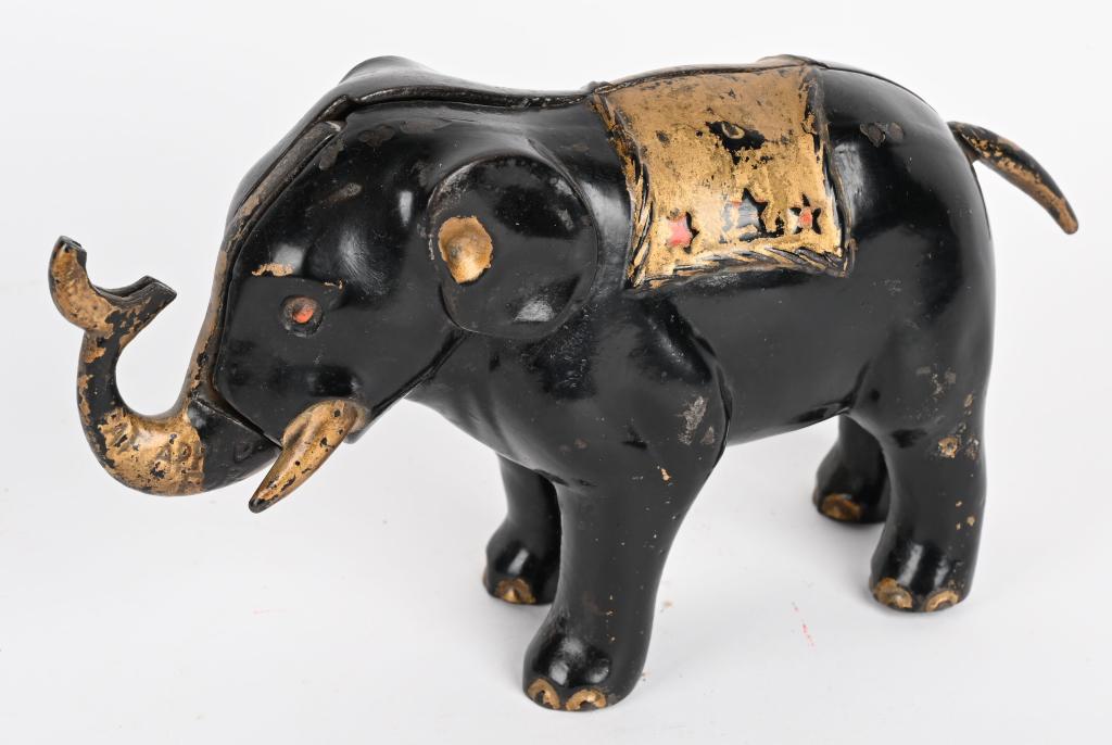 ELEPHANT 3 STARS CAST IRON MECHANICAL BANK (1 of 5)