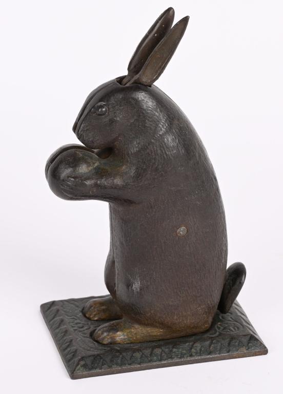 LOCKWOOD LARGE STANDING RABBIT MECHANICAL BANK (1 of 5)