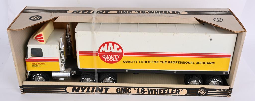 NYLINT MAC TOOLS GMC 18-WHEELER MIB: Nylint #911-Z New Old Stock. Boxed 22" Near Mint
