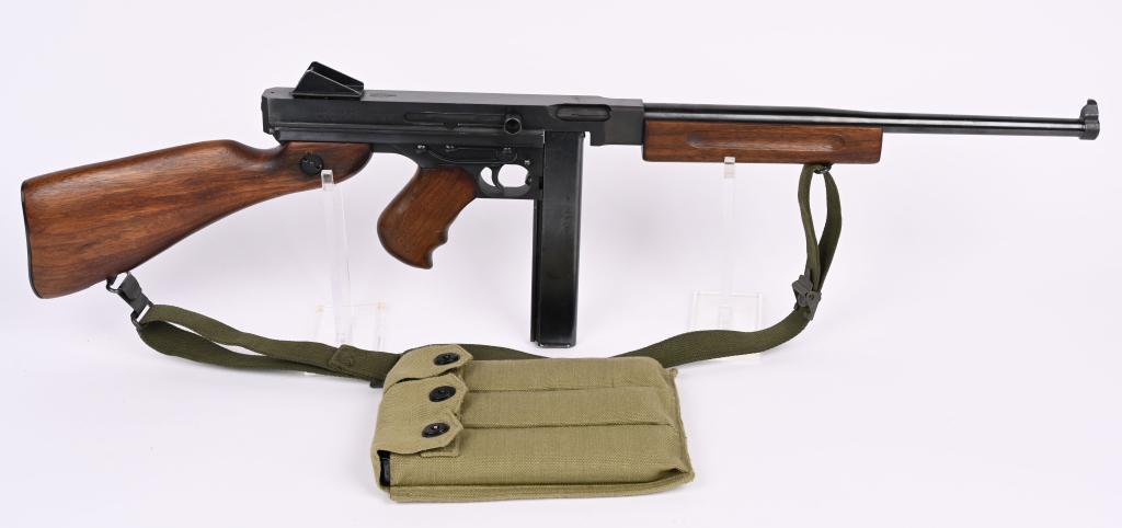AUTO ORDNANCE M1 THOMPSON SEMI-AUTO CARBINE: SERIAL NUMBER M115256 BARREL 16 1/2" CALIBER .45 ACP MANUFACTURED AUTO-ORDNANCE USA. Patterned after the WW2 issued Thompson Sub-Machine gun that became iconic with US military personnel and was conti