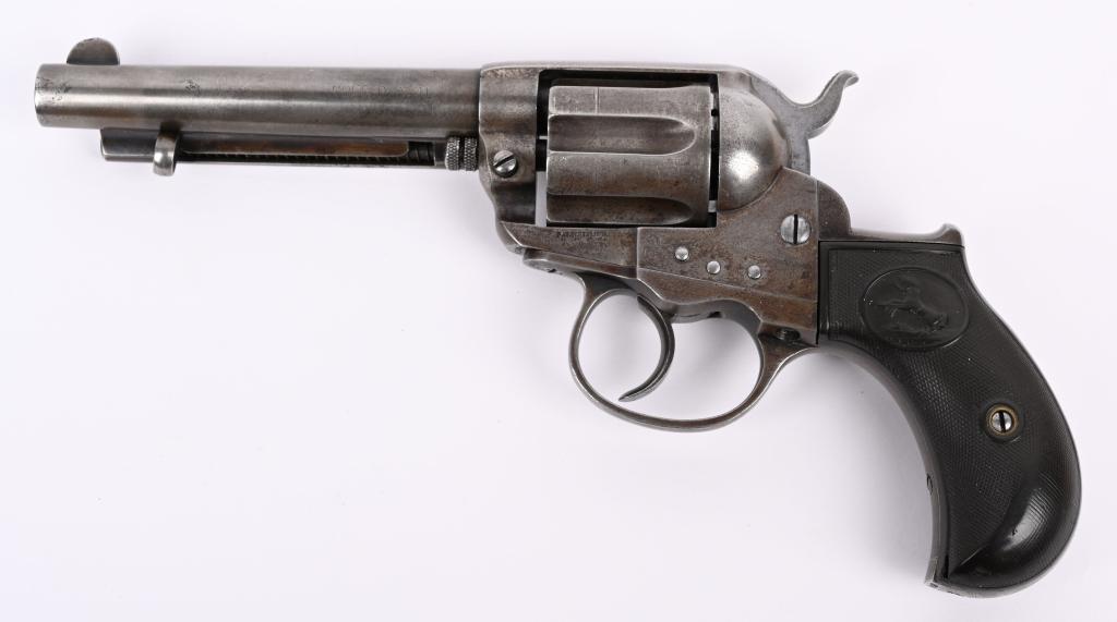 COLT MODEL 1877 .41 COLT THUNDERER REVOLVER: SERIAL NUMBER 81308 BARREL 4 1/2" CALIBER .41 COLT MANUFACTURED 1891. Colt's first successful double action revolver. Chambered for the 41 Colt cartridge with Blue and case colored finishes with 2 pie
