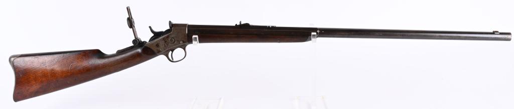 REMINGTON MODEL 2 ROLLING BLOCK RIFLE: SERIAL NSN. BARREL 26" CALIBER .32 CF. MADE 1873-1910. Featrues octagon to round barrel. Remington rear sight with scarce tang sight, walnut stocks with metal butt plate, blue and case color finish. C