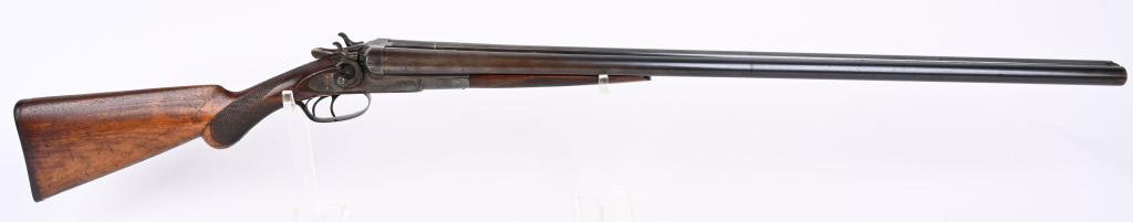 REMINGTON MODEL 1889 SXS SHOTGUN: SERIAL 209800. BARRELS 30". GAUGE 12. CHAMBER 2 3/4" CHOKES FULL / FULL . LOP 13 3/4" The last hammer model SXS Remington model features double exposed hammers, double triggers, case color side lock f