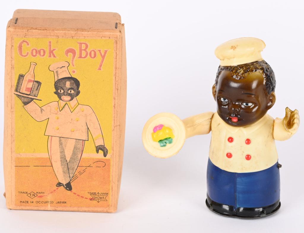 OCCUPIED JAPAN CELLULOID WINDUP COOK BOY w/ BOX (1 of 3)