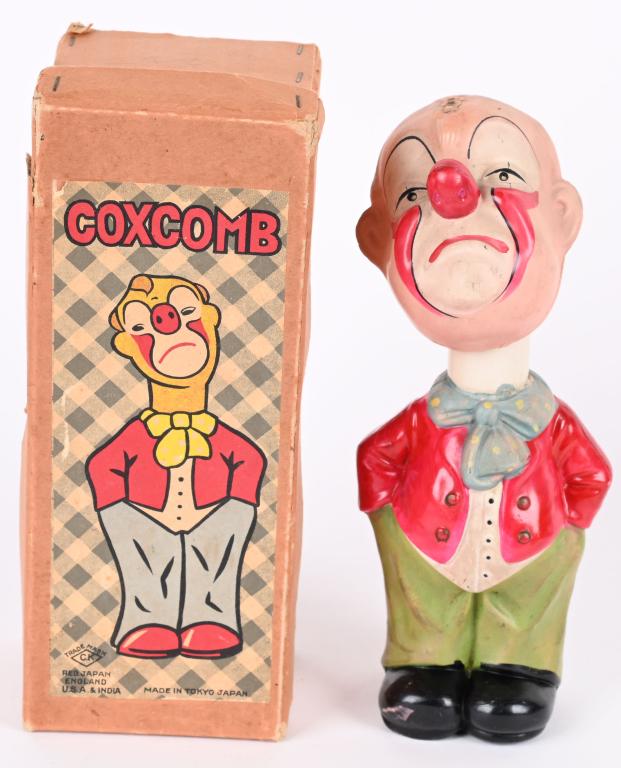 JAPAN CELLULOID WINDUP COXCOMB w/ BOX (1 of 6)
