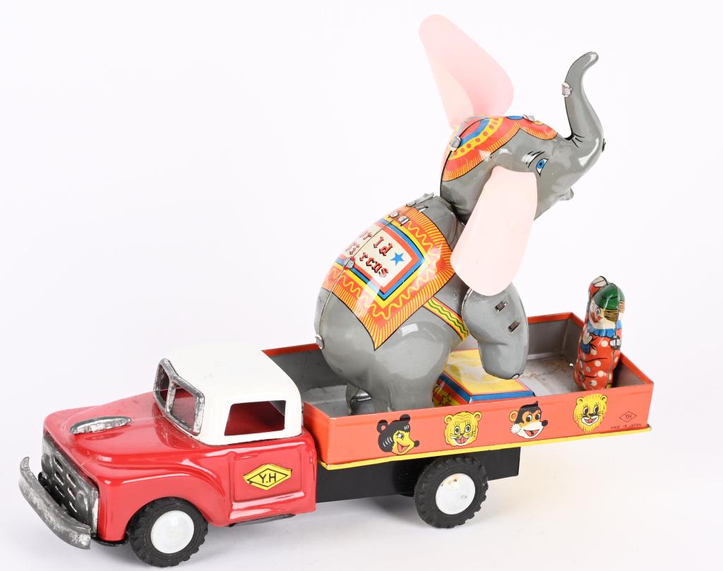 JAPAN TIN FRICTION ELEPHANT & CLOWN TRUCK (1 of 4)