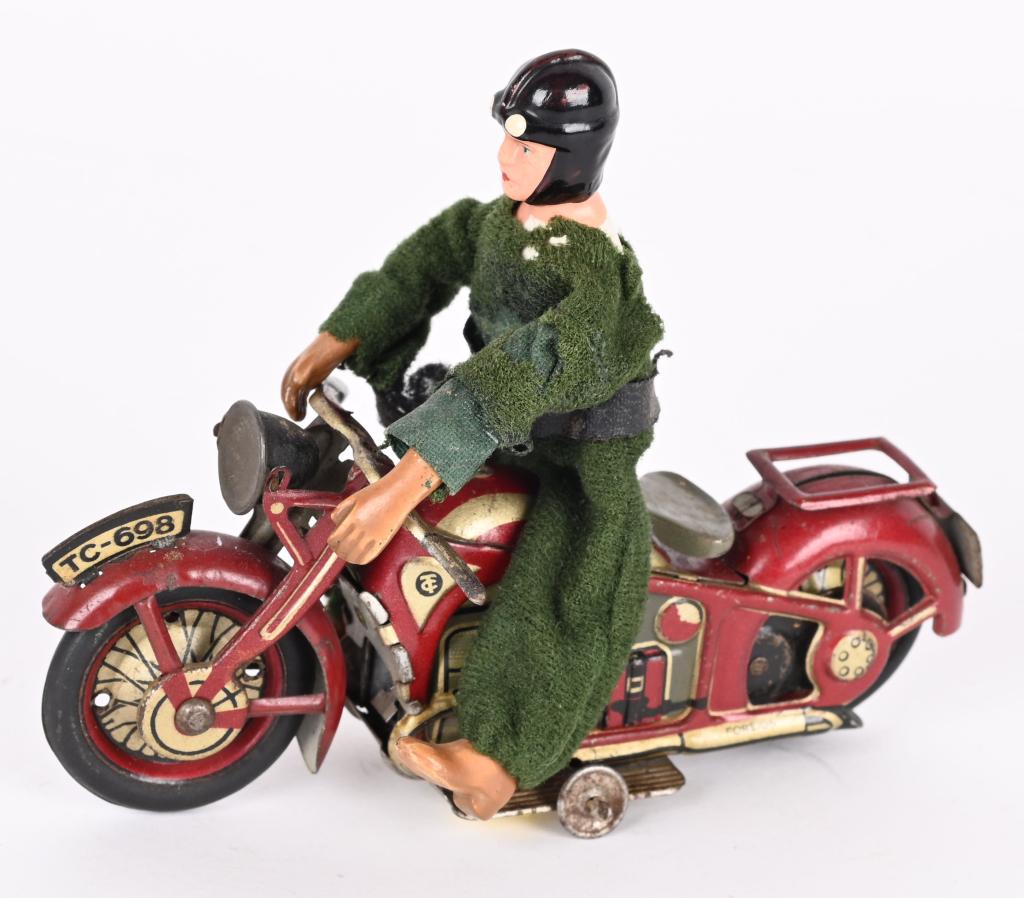 TIPP TIN WINDUP BMW MOTORCYCLE w/ RIDER (1 of 6)