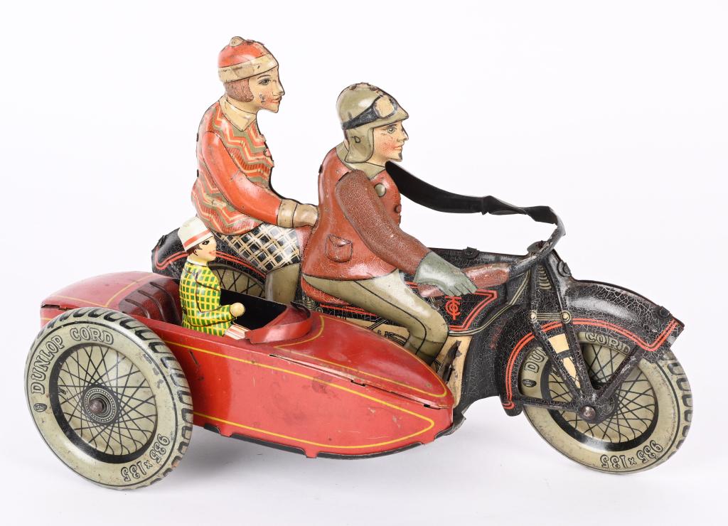 TIPP TIN WINDUP MOTORCYCLE w/ SIDECAR (1 of 4)