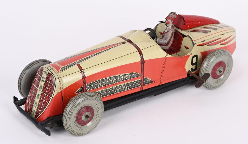 ROSSIGNOL TIN WINDUP #9 BOAT TAIL RACE CAR (1 of 5)