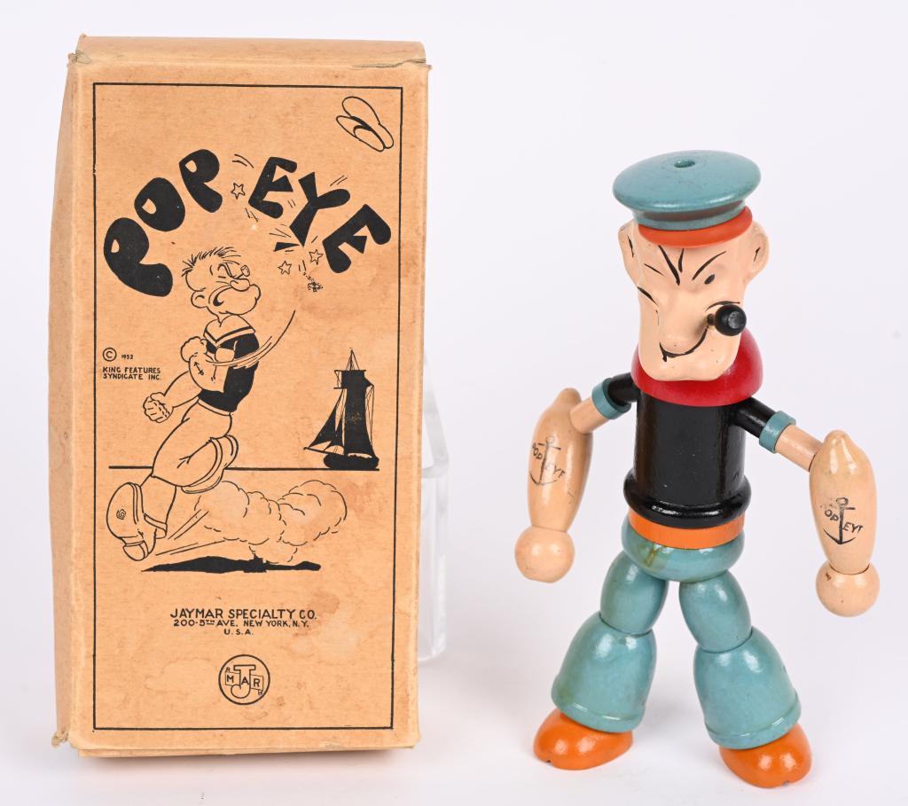 8" JAYMAR #131 WOOD JOINTED POPEYE w/ BOX (1 of 7)