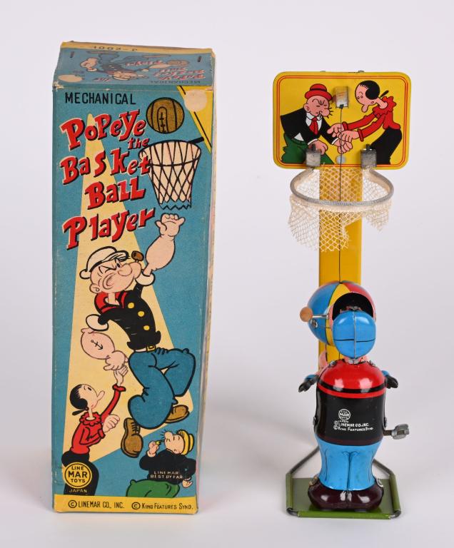 LINEMAR WINDUP POPEYE BASKETBALL PLAYER w/ BOX (1 of 9)