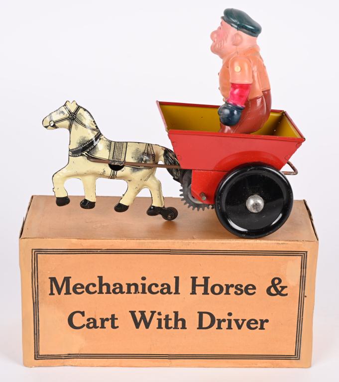 MARX WINDUP BLUTO HORSE CART & DRIVER w/ BOX (1 of 7)
