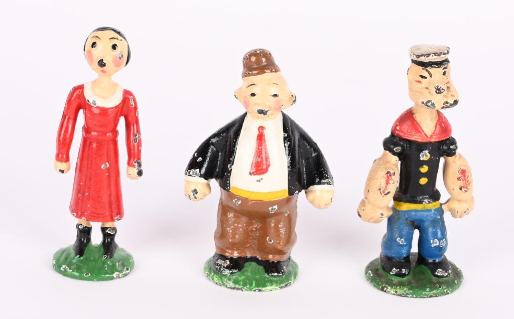 SET of 3 HUBLEY CAST IRON POPEYE FIGURES (1 of 2)