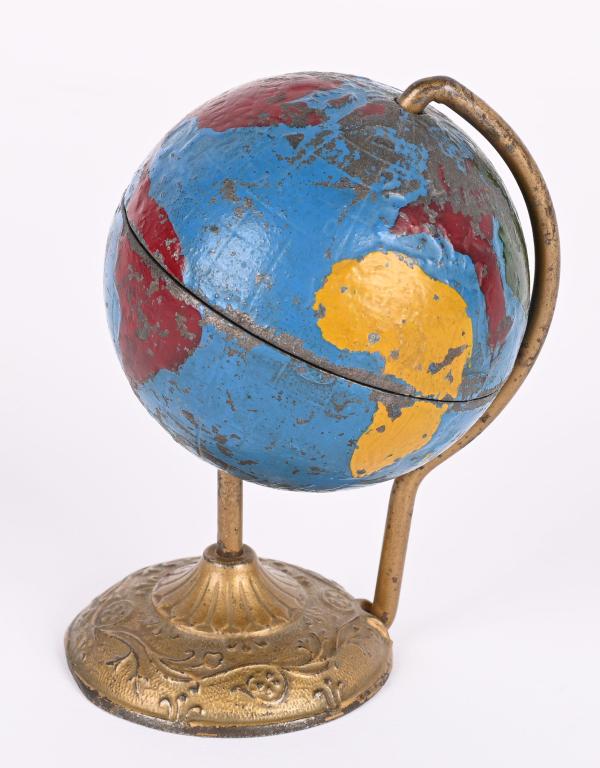 ARCADE CAST IRON GLOBE ON WIRE ARC BANK (1 of 5)