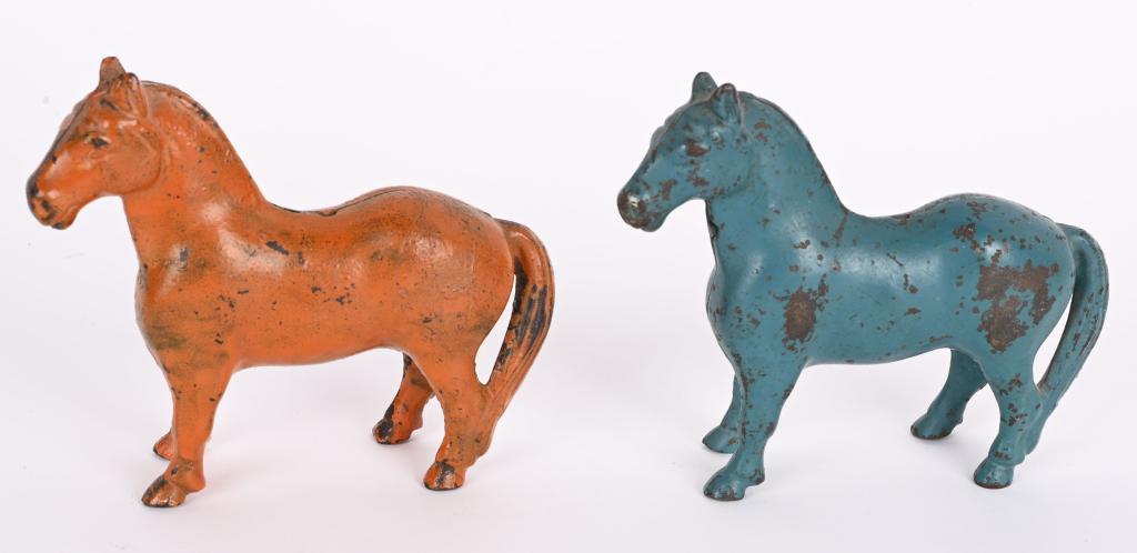 2- ARCADE CAST IRON WORKS HORSE w/ SLOT BANKS (1 of 5)