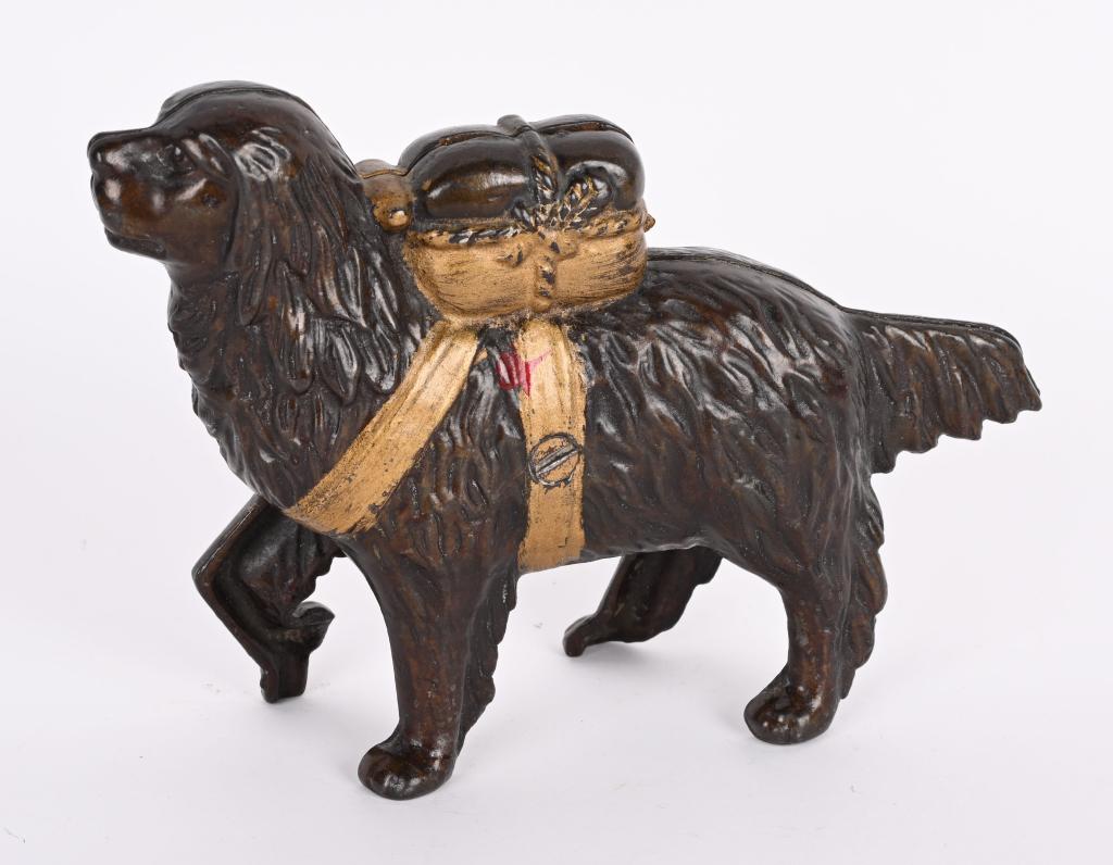 AC WILLIAMS CAST IRON ST BERNARD w/ PACK BANK (1 of 2)