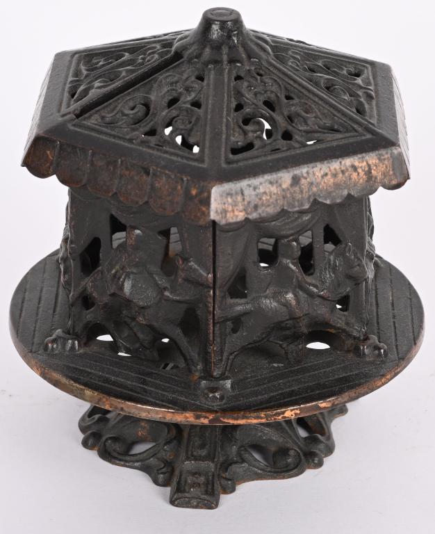 GREY IRON CAST IRON MERRY GO WOUND BANK (1 of 5)