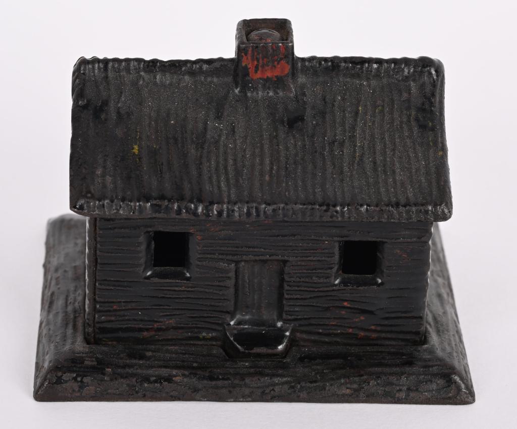KYSER & REX CAST IRON LOG CABIN STILL BANK (1 of 5)