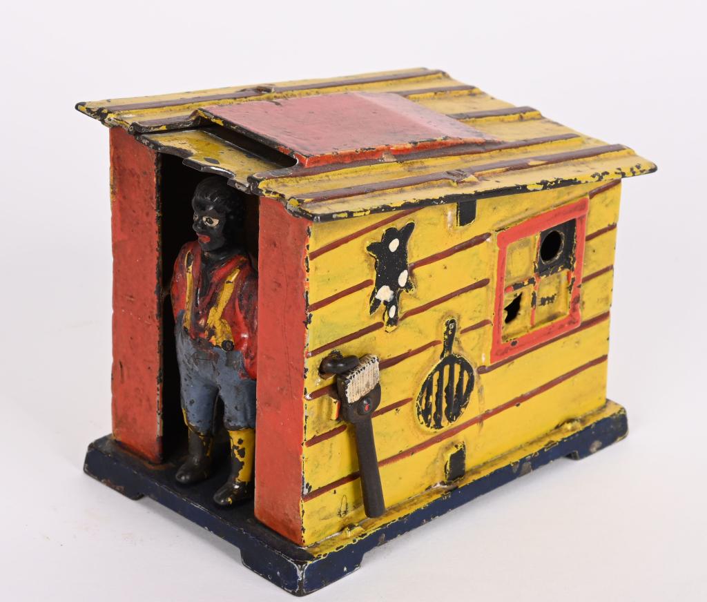 J&E STEVENS CAST IRON CABIN MECHANICAL BANK (1 of 5)