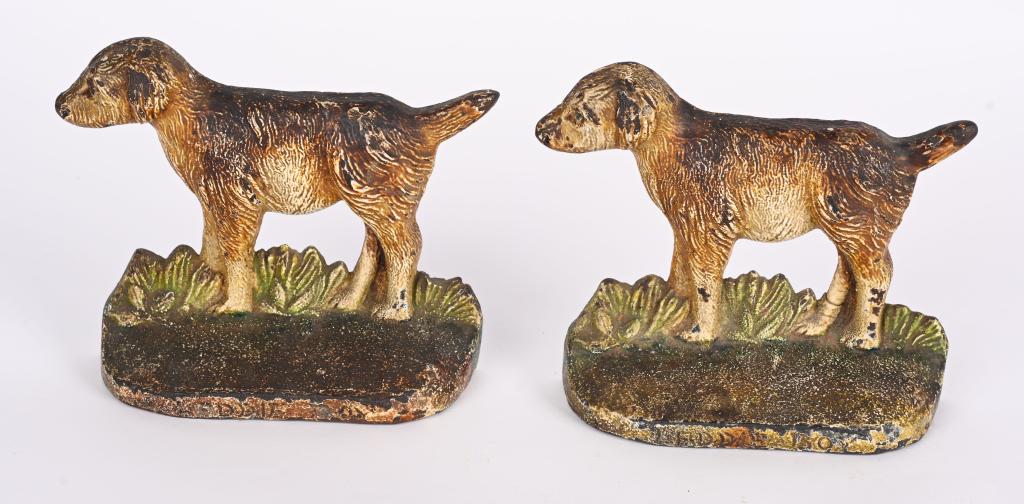 WARREN G HARDING'S CAST IRON LADDIE BOOK ENDS: President Warren G Harding's Dog Laddie cast iron Book Ends. All original with great paint. 6" Excellent