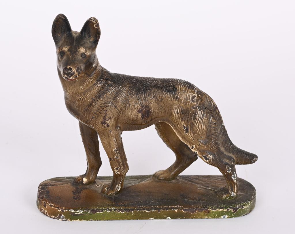 HUBLEY CAST IRON GERMAN SHEPARD ON BASE DOOR STOP (1 of 3)