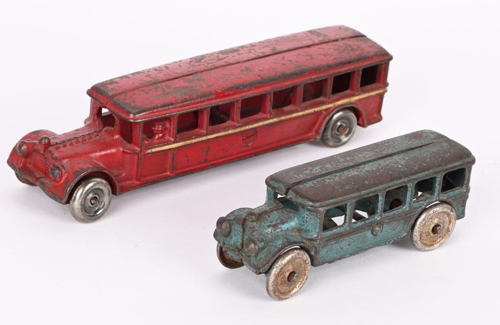 2- A.C. WILLIAMS CAST IRON TOY FAEGOL BUSES (1 of 4)